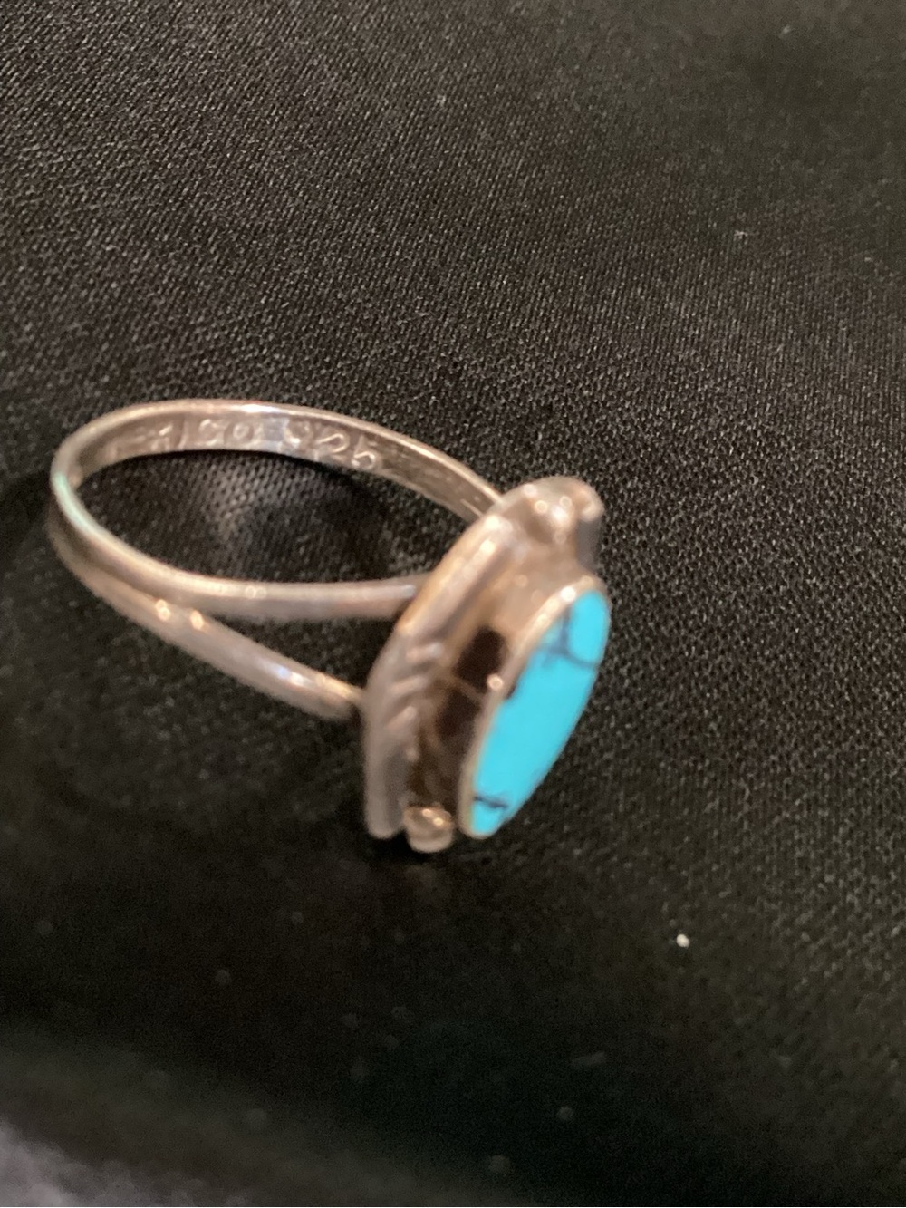 VTG Navajo Signed 925/Genuine Turquoise Ring.circa 1970s authentic Mexico Stamp - Picture 4 of 7